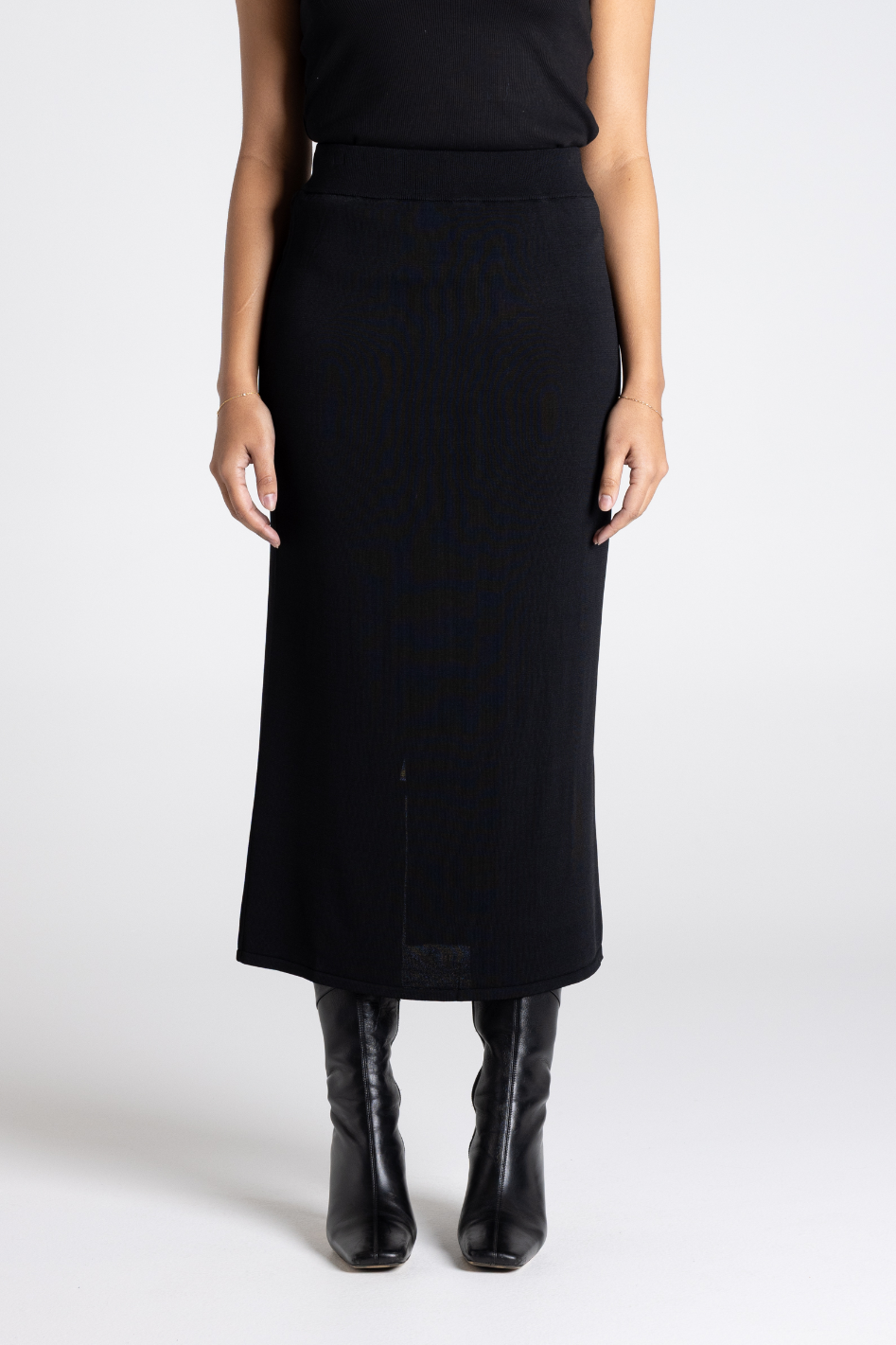 Two T's Milano Knit Long Skirt in Black