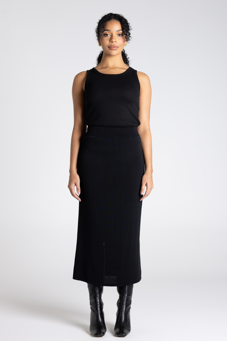 Two T's Milano Knit Long Skirt in Black