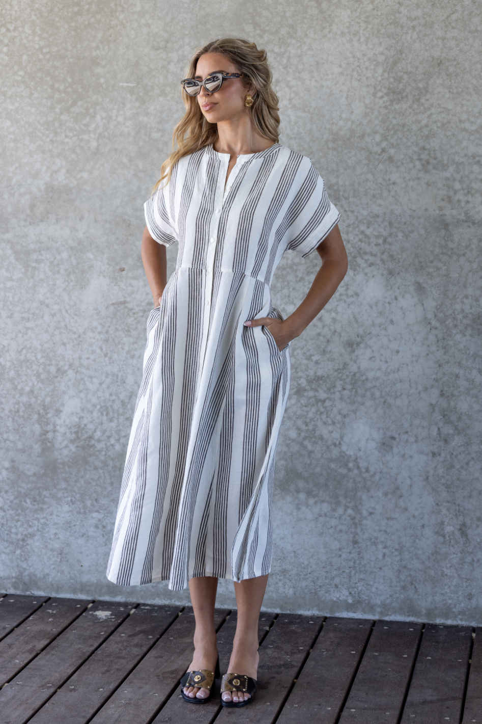 Two T's Mini Stripe Midi Dress
