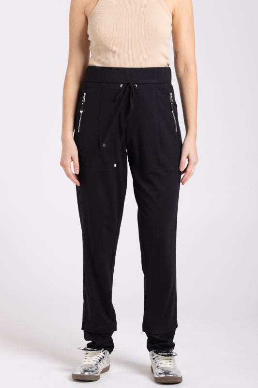 Two T's Ponte Panelled Pant | Black