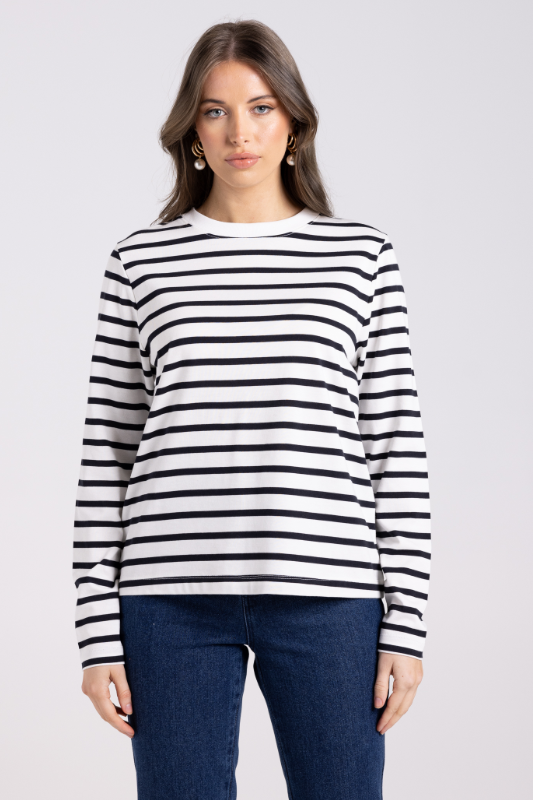 Two T's Striped Top | French Navy/White