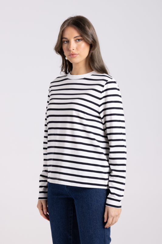 Two T's Striped Top | French Navy/White