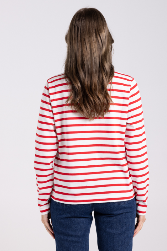 Two T's Striped Top | Scarlet/White