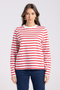 Two T's Striped Top | Scarlet/White