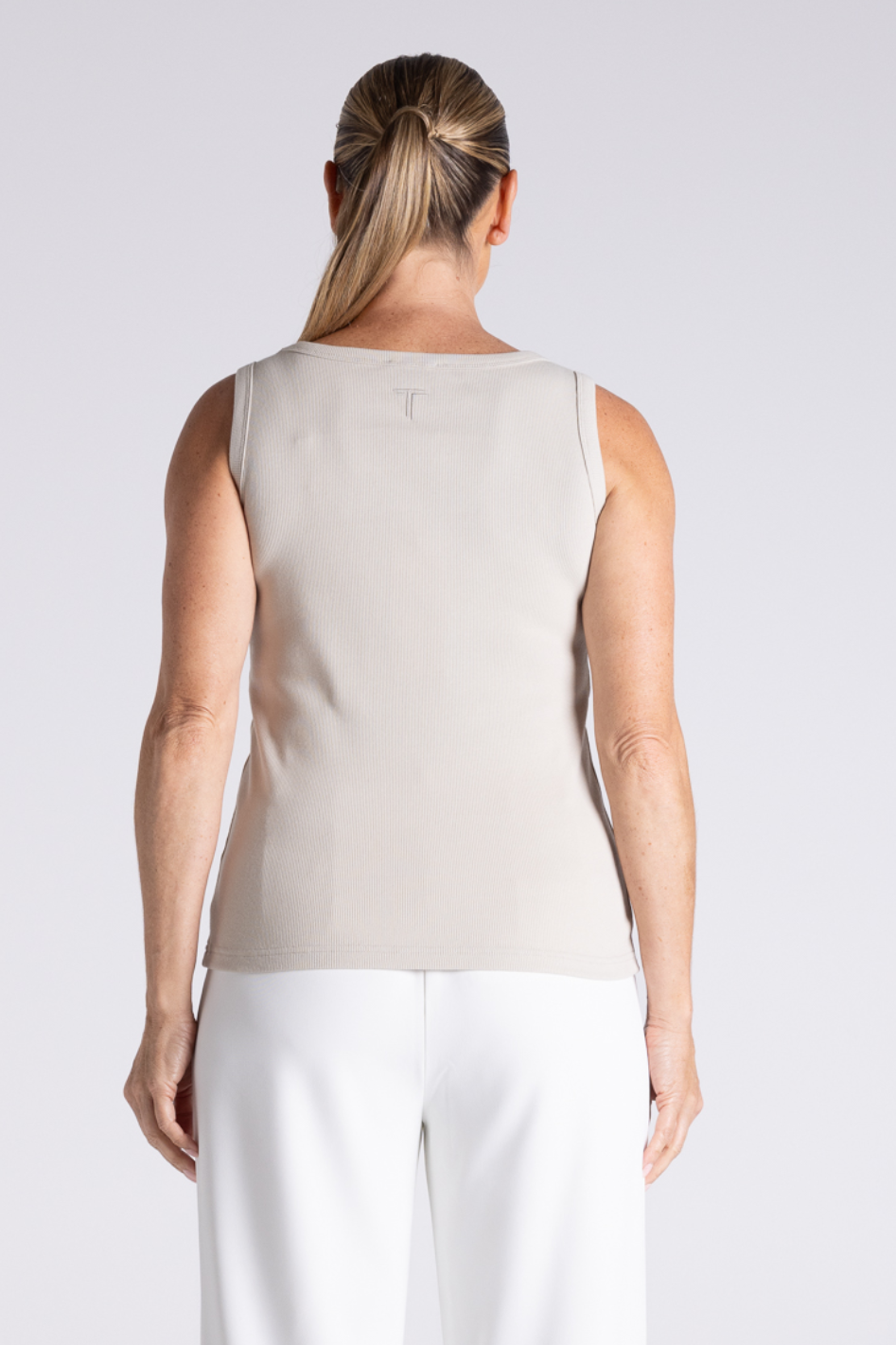 Two T's Tank with TT Embroidered Logo in Straw
