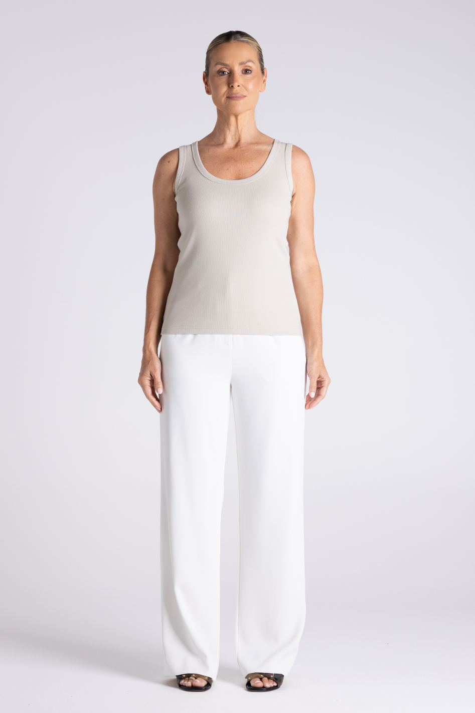 Two T's Tank with TT Embroidered Logo in Straw