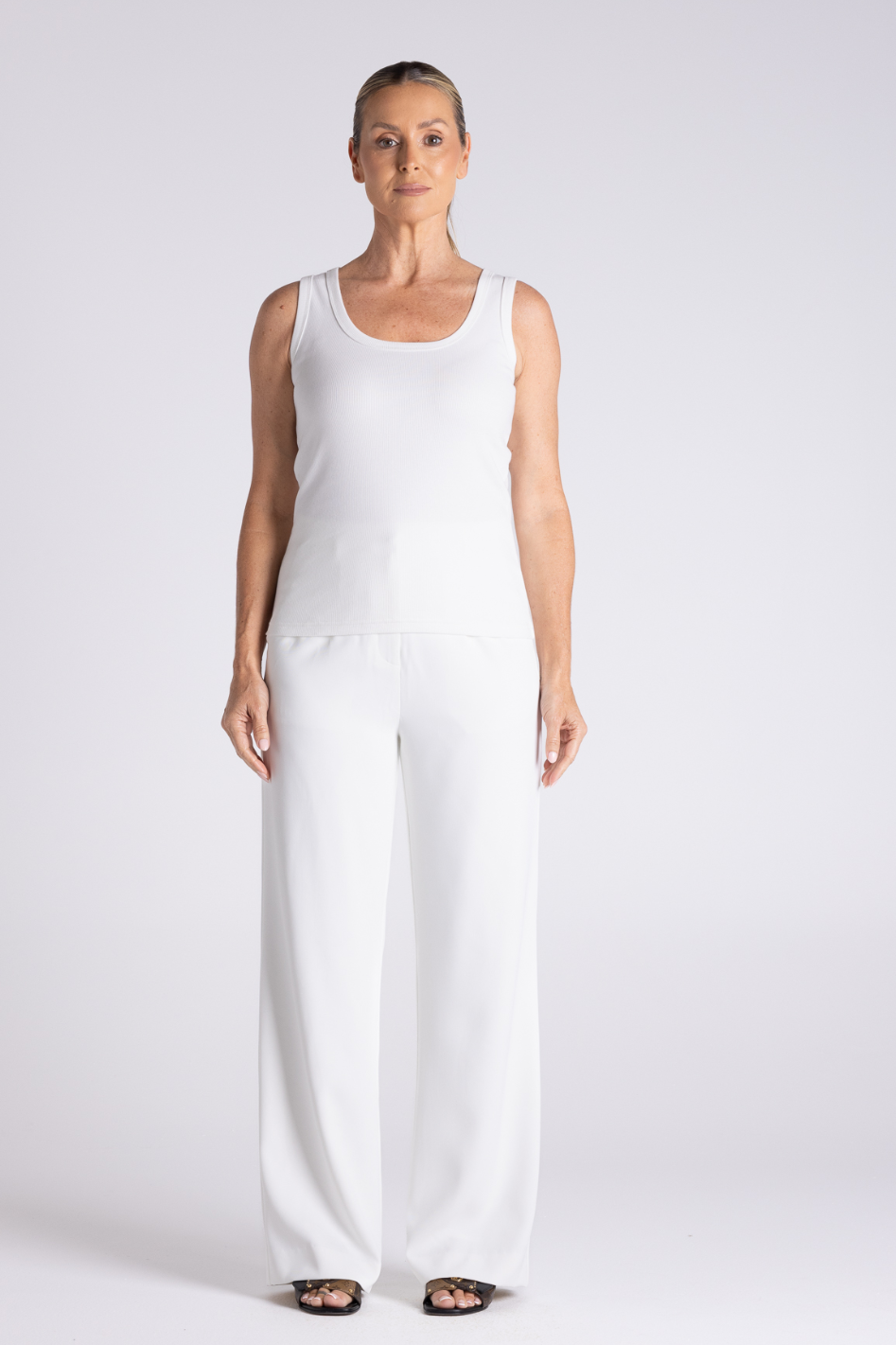 Two T's Tank with TT Embroidered Logo | White | 3436