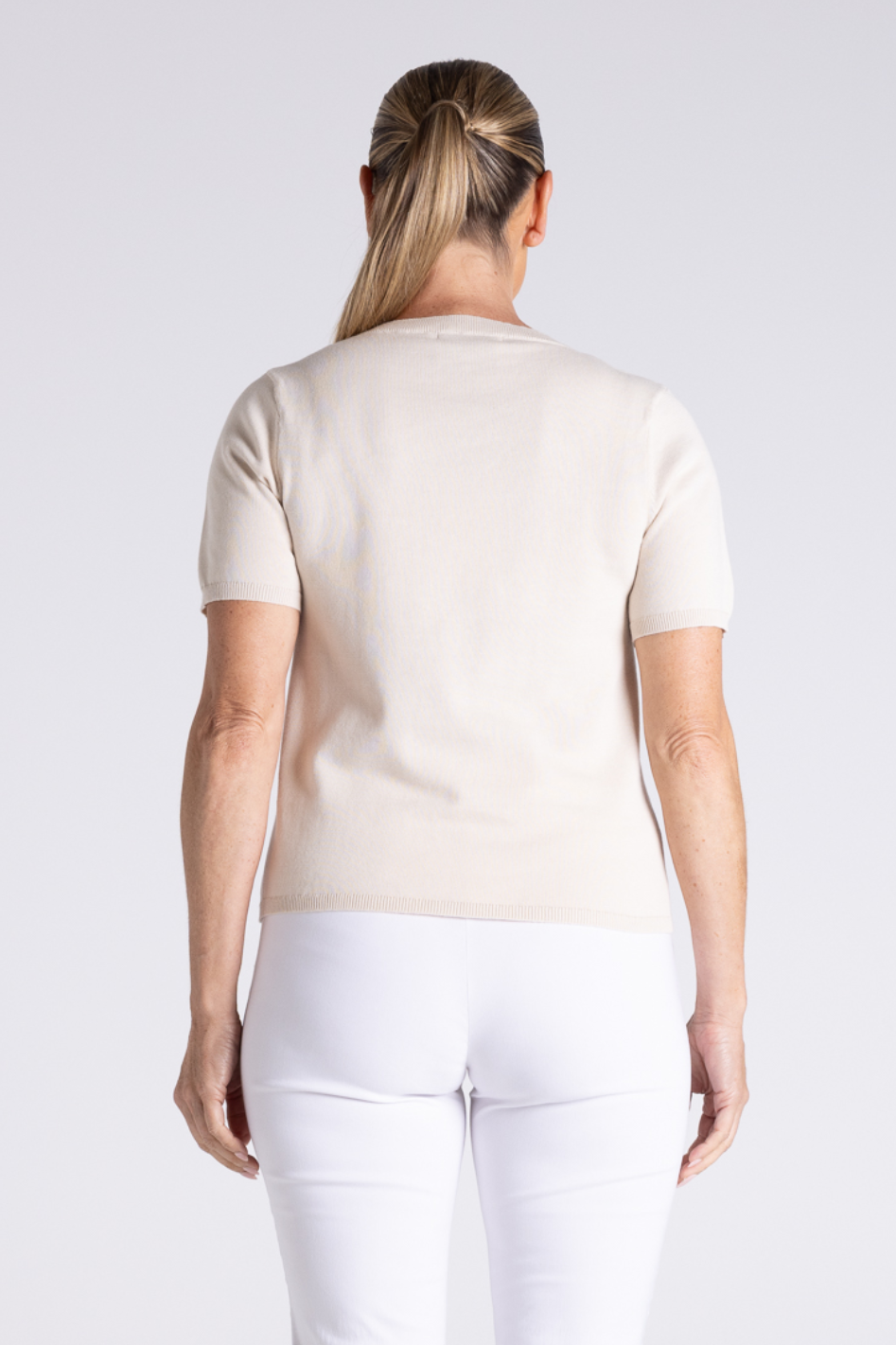 Two T's Tape Yarn Knit T-Shirt in Straw