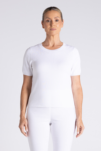 Two T's Tape Yarn Knit T-Shirt | White | 3403