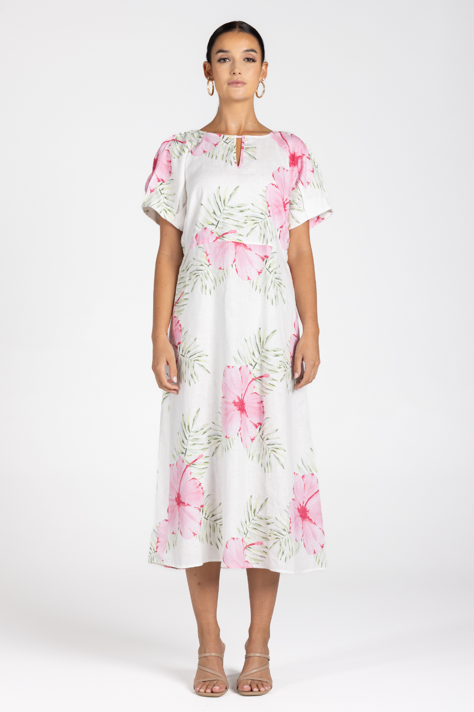 Two T's Tropical Print Midi Dress