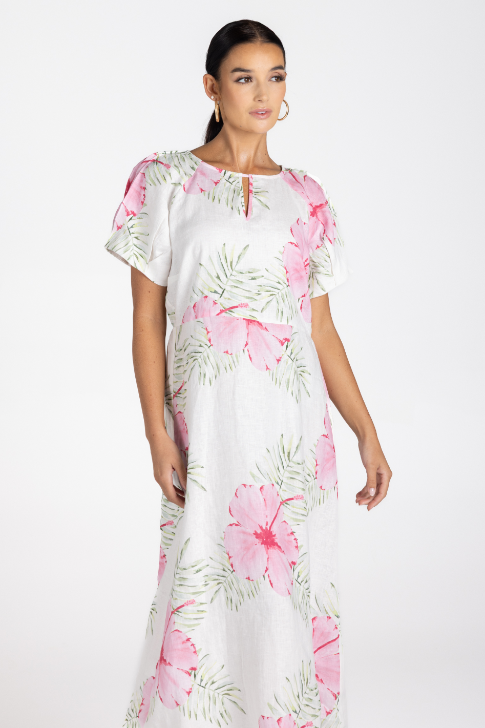Two T's Tropical Print Midi Dress