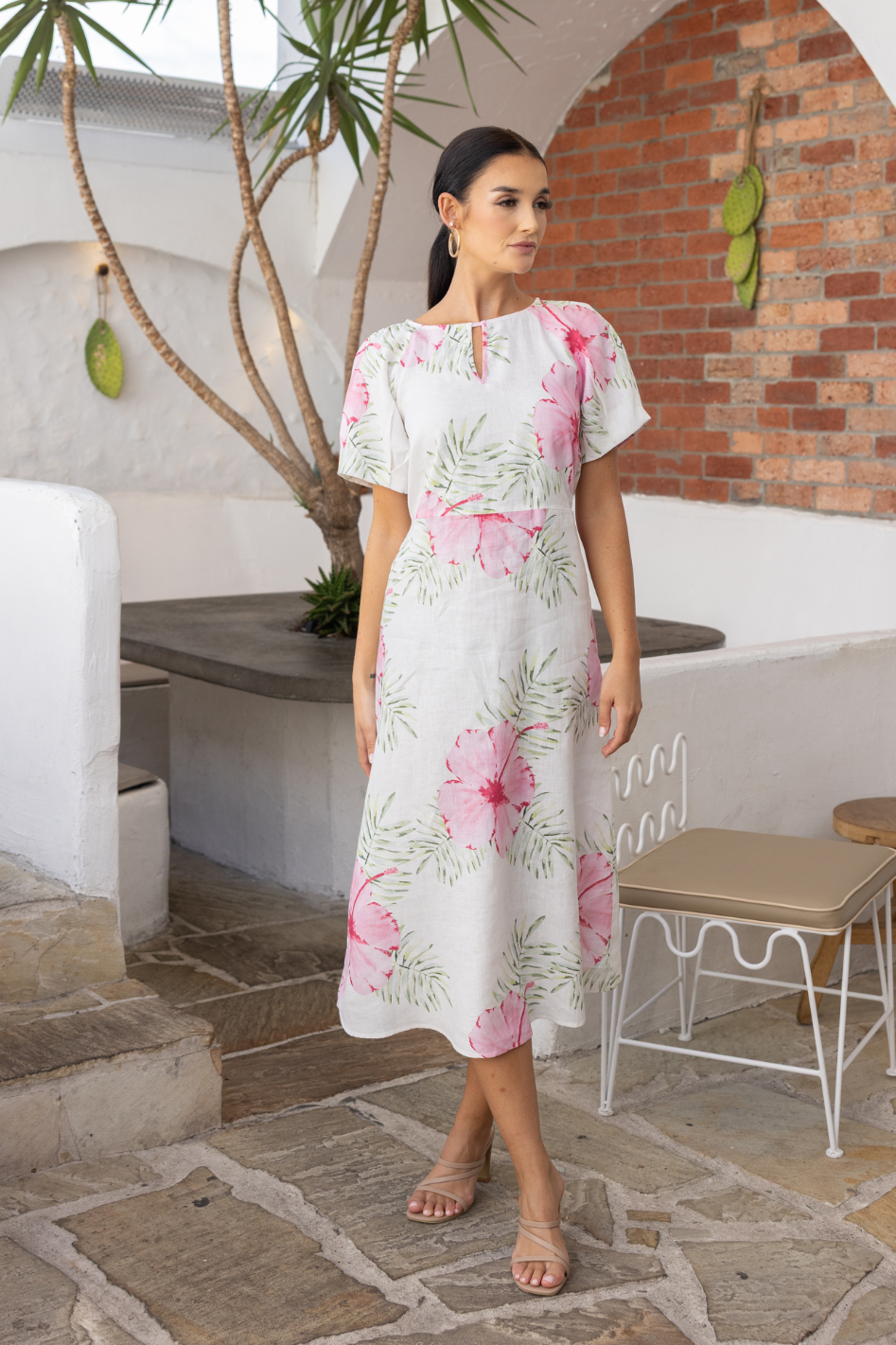 Two T's Tropical Print Midi Dress