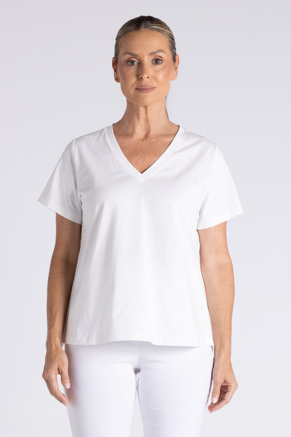 Two T's V Neck T-Shirt in White