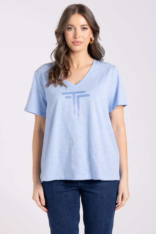 Two T's V Neck Sequin T-Shirt
