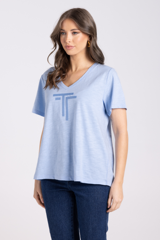 Two T's V Neck Sequin T-Shirt