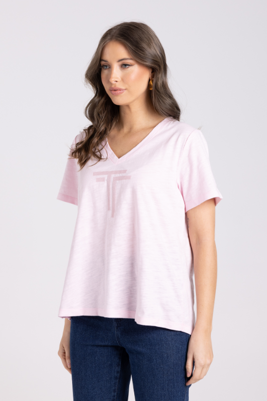 Two T's V Neck Sequin T-Shirt