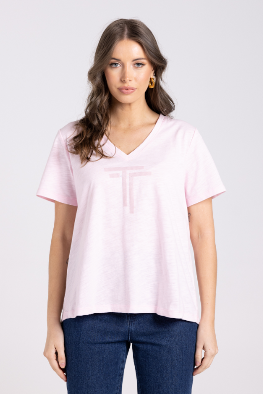 Two T's V Neck Sequin T-Shirt