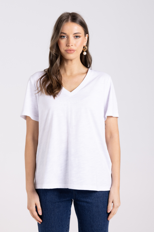 Two T's V Neck Sequin T-Shirt