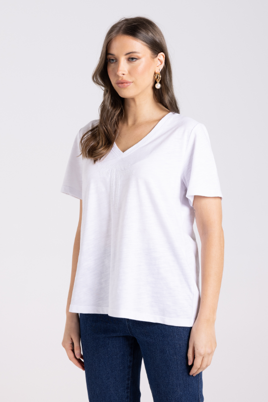 Two T's V Neck Sequin T-Shirt