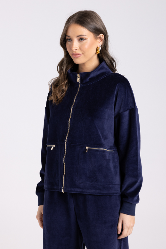 Two T's Velour Jacket | French Navy