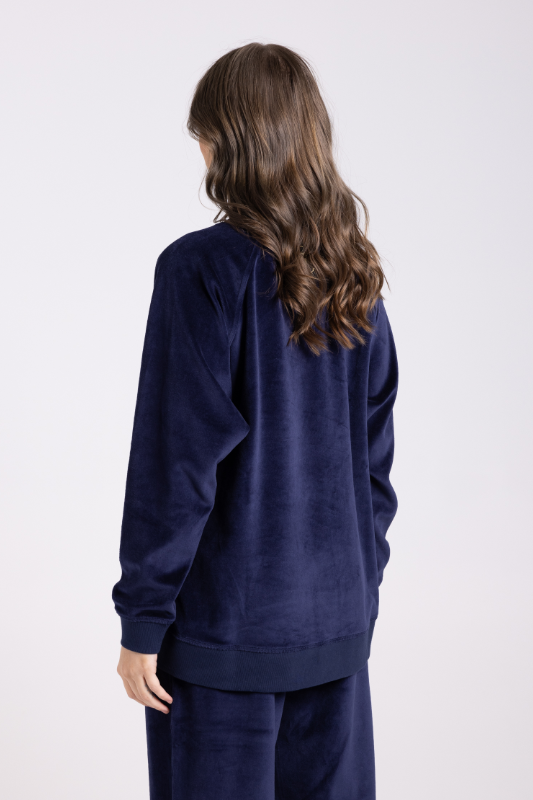 Two T's Velour Sweat | French Navy