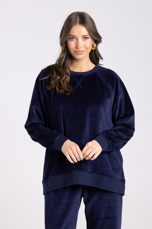 Two T's Velour Sweat | French Navy
