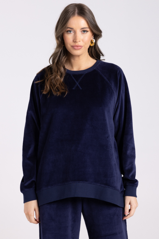 Two T's Velour Sweat | French Navy