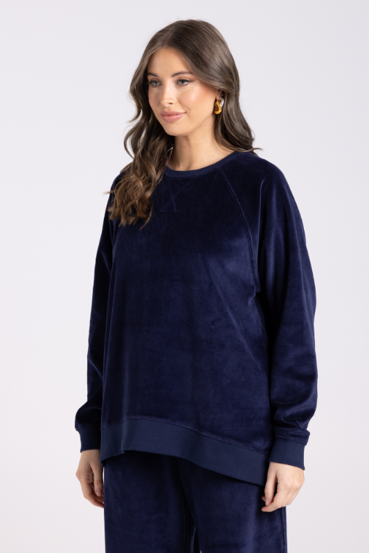 Two T's Velour Sweat | French Navy