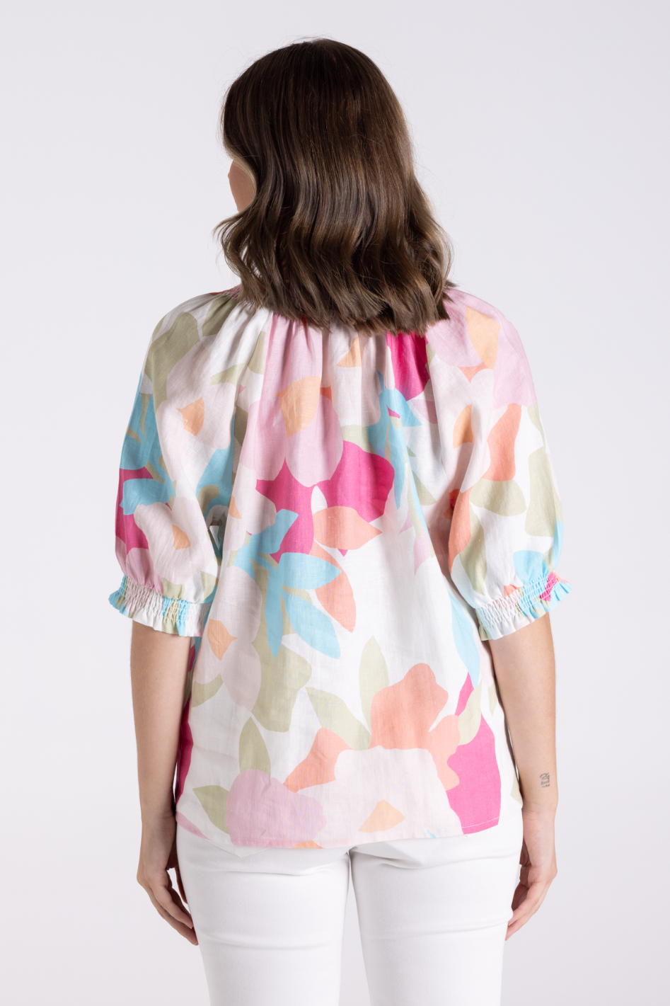 Two T's Anna Print Keyhole Top