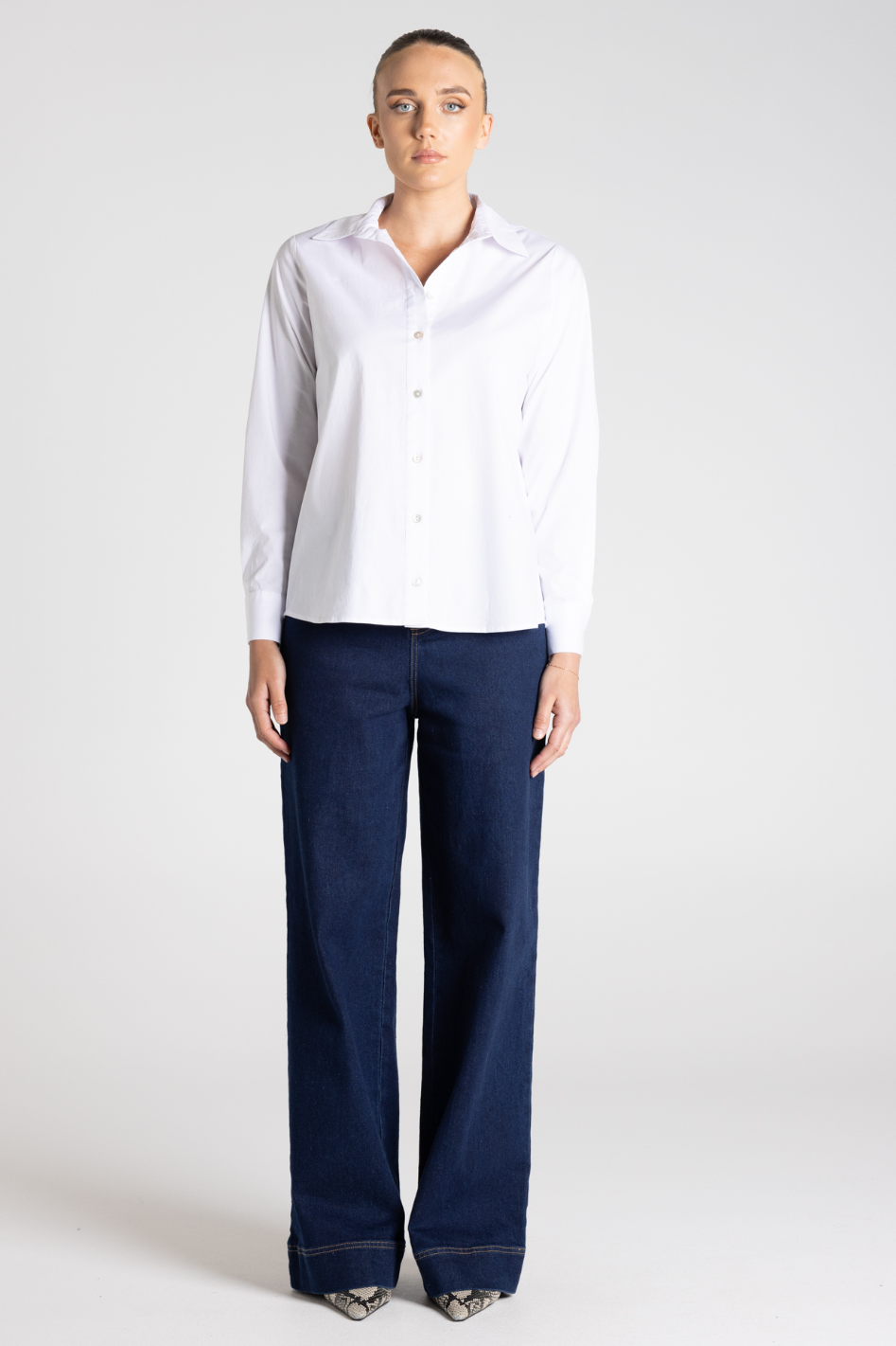 Two T's Classic Cotton Shirt in White