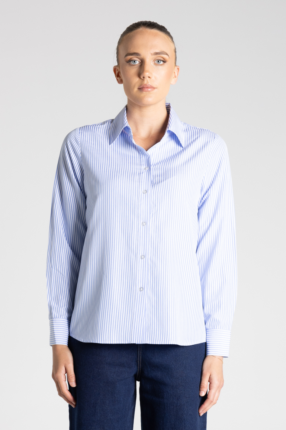 Two T's Classic Stripe Shirt | White Blue Stripe | 3399