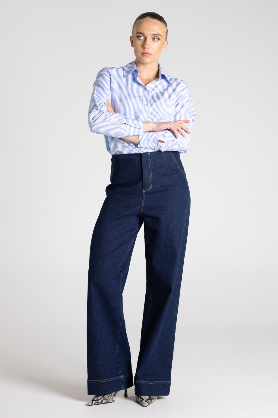 Two T's Classic Stripe Shirt | White Blue Stripe | 3399