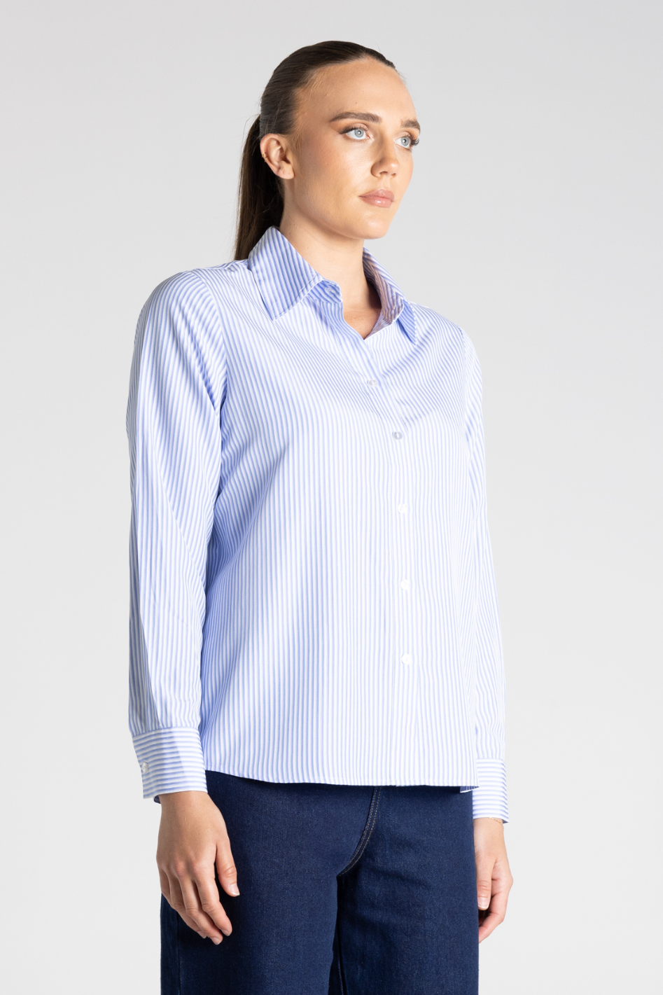 Two T's Classic Stripe Shirt | White Blue Stripe | 3399