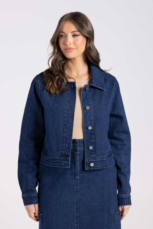Two T's Denim Crop Jacket | Dark Denim