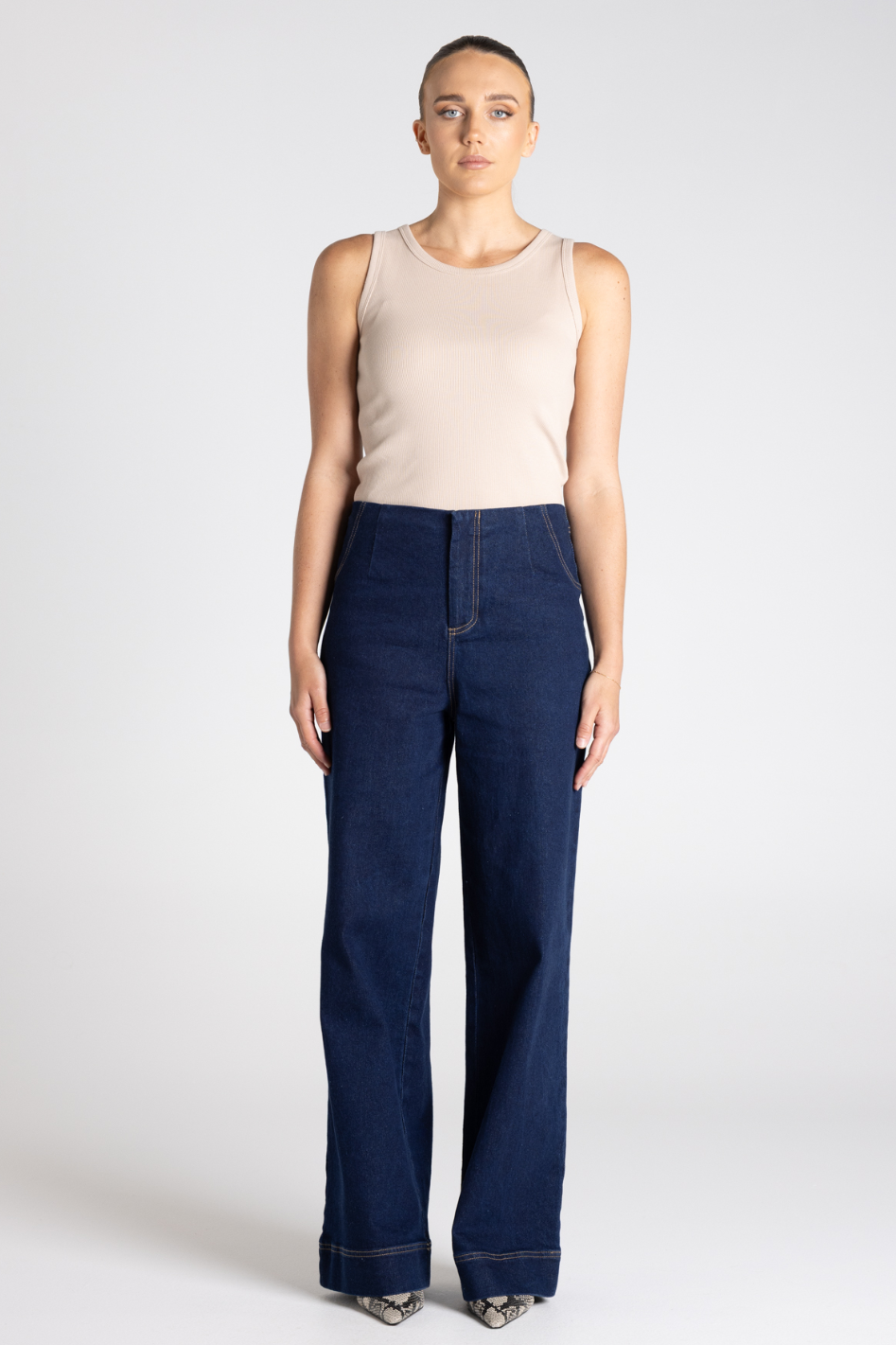 Two T's Denim Boot Leg Jean in Dark Denim