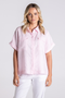 Two T's Dropped Shoulder Over-Sized Linen Shirt in Pink