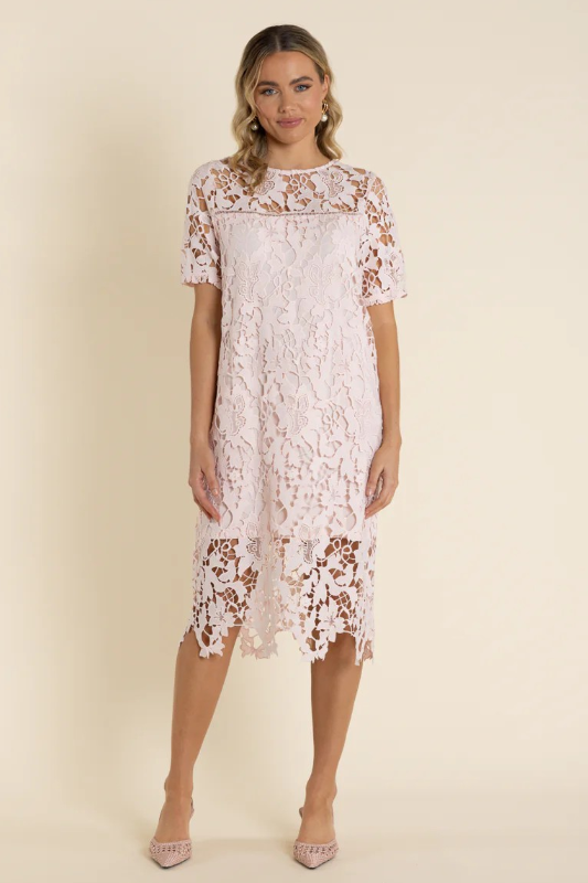 Two T's Guipere Lace Dress | Ice Pink