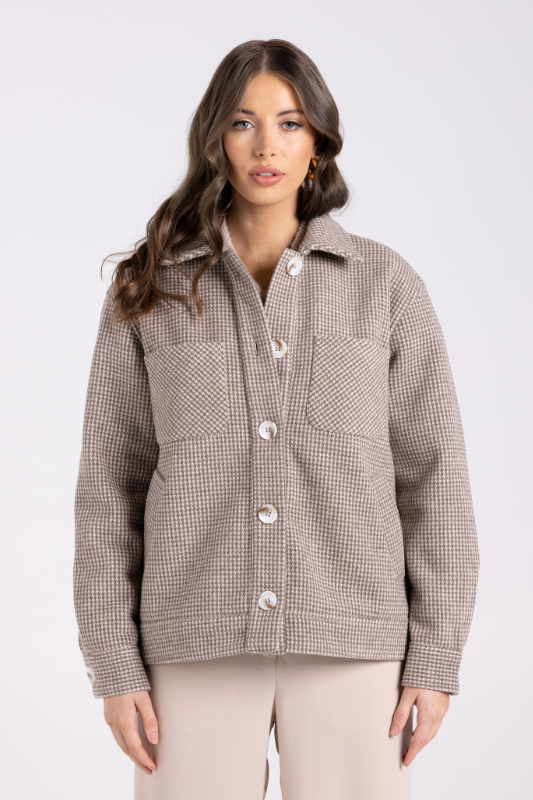 Two T's Houndstooth Shacket | Espresso Check