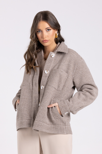 Two T's Houndstooth Shacket | Espresso Check