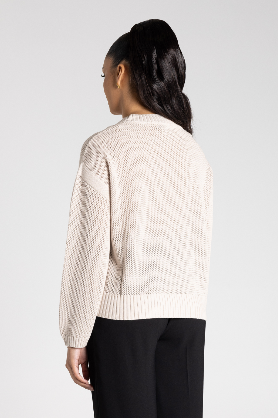Two T's Logo Pointelle Knit in Oat