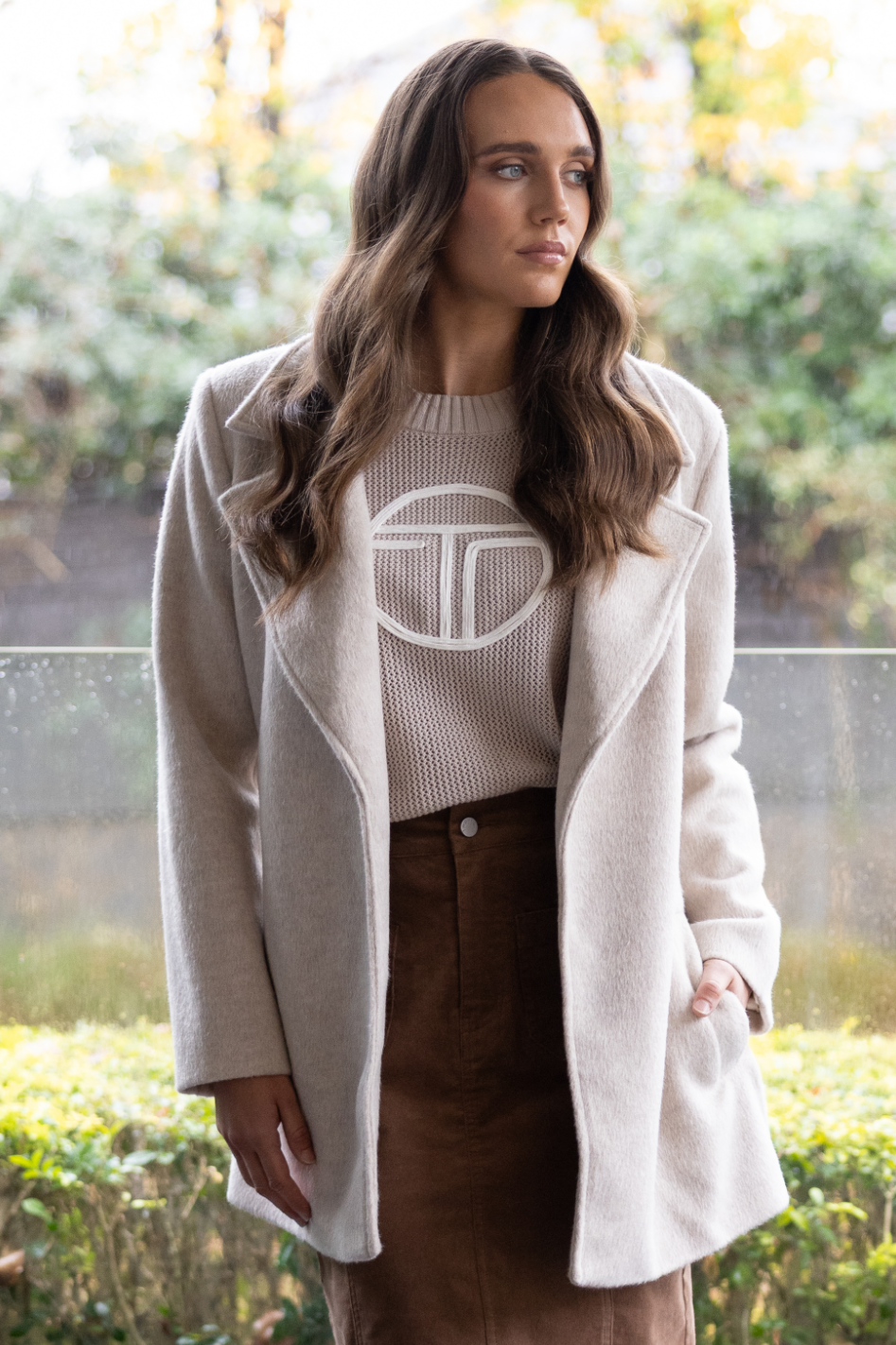 Two T's Logo Pointelle Knit in Oat