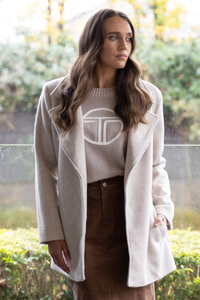 Two T's Logo Pointelle Knit | Oat | 3302