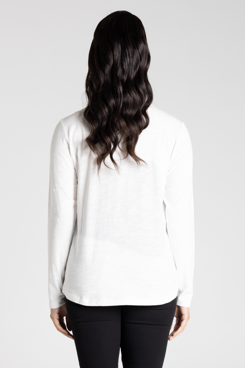 Two T's Long Sleeve Crew with Sequin Logo | White | 3347