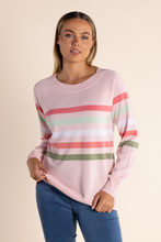 Load image into Gallery viewer, Two T&#39;s Multi Stripe Knit in Ice Pink 
