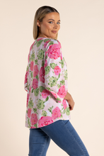 Load image into Gallery viewer, Two T&#39;s Rose Print Jersey 7/8 Sleeve Top
