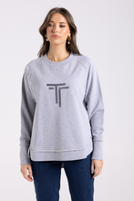 Load image into Gallery viewer, Two T&#39;s Scoop Hem Sweat with Sequins | Grey Marle
