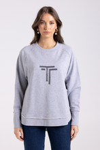 Load image into Gallery viewer, Two T&#39;s Scoop Hem Sweat with Sequins | Grey Marle
