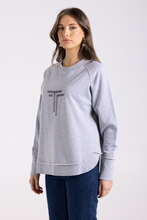 Load image into Gallery viewer, Two T&#39;s Scoop Hem Sweat with Sequins | Grey Marle
