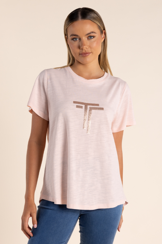 Two T's Logo Sequin Crew T-Shirt S24