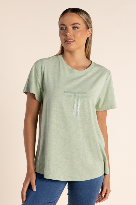 Two T's Logo Sequin Crew T-Shirt S24